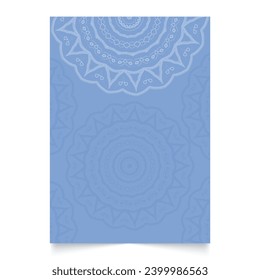 blue template with brushed mandala ornamental decor  , folk vector background