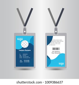 blue template staff or employee identification card vector illustrations or id card