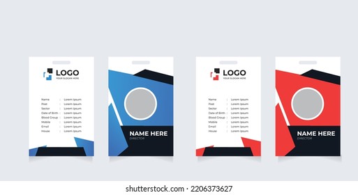 Blue Template Staff Or Employee Identification Card Vector Illustrations Or Id Card