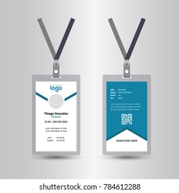 Blue Template Staff Or Employee Identification Card Vector Illustrations Or Id Card