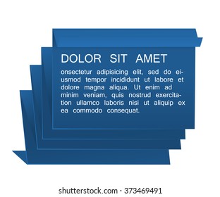 Blue template for text.Paper style.Origami speech bubble.Vector paper.Background temp