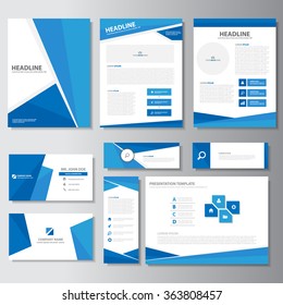 Blue templates brochure flyer leaflet card presentation layout Infographic elements set 