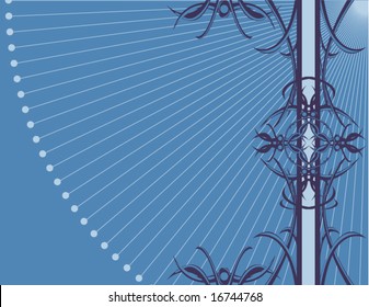 Blue tendril ray background 4 - vector version