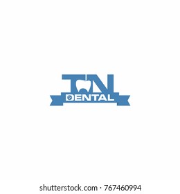 Blue Tennessee Dental Dentist Logo with TN Initial and Teeth Icon Vector
