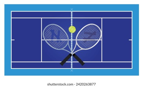 Blue tennis court. vector illustration