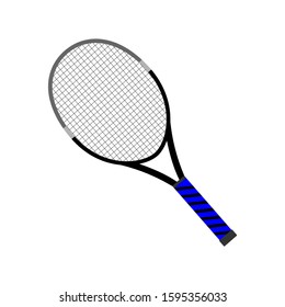 Blue Tennis Racket. Illustration of Isolated Vector on a White Background