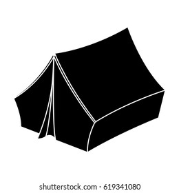 Blue tent with pegs.Hippy single icon in black style vector symbol stock illustration web.