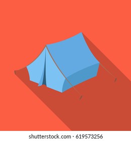 Blue tent with pegs.Hippy single icon in flat style vector symbol stock illustration web.