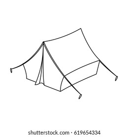 Blue tent with pegs.Hippy single icon in outline style vector symbol stock illustration web.