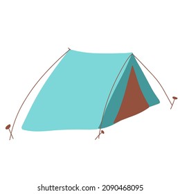 Blue tent. Vector illustration isolated on white background, flat style.