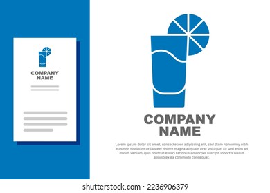 Blue Tequila glass with lemon icon isolated on white background. Mexican alcohol drink. Logo design template element. Vector