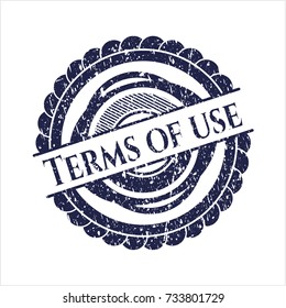 Blue Terms of use distressed rubber grunge stamp
