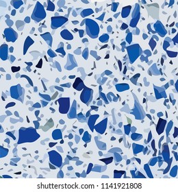 Blue terrazzo background vector. High-resolution  texture