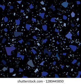 Blue terrazzo  pattern. Texture of mosaic floor with natural stones, granite, marble.