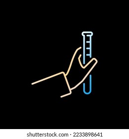 Tubo de prueba azul en línea de concepto vector de mano icono colorido o elemento de logotipo en fondo oscuro