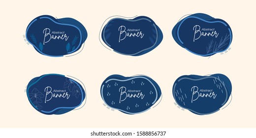 blue text banner collection set minimalist