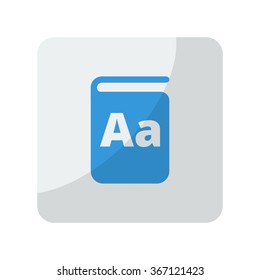 Blue Text Book icon on grey rounded square button on white