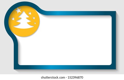 blue text box with a Christmas motif