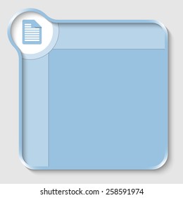 blue text box for entering text and document icon
