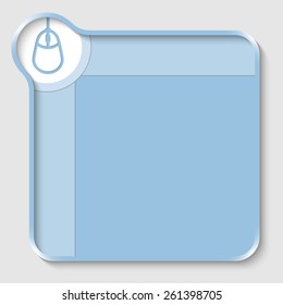 blue text box for entering text and mouse symbol
