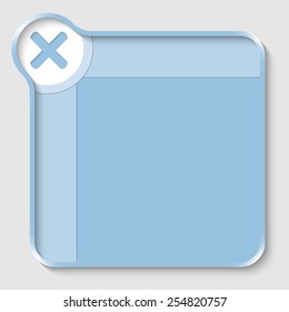 blue text box for entering text and multiplication mark