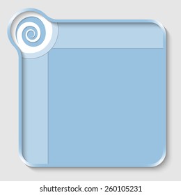 blue text box for entering text and spiral symbol