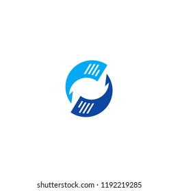 Blue Text Document Exchange Share with Arrow Logo Design