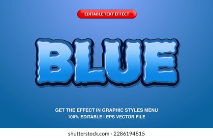 Blue text, editable text effect style, 3d bold blue text style
