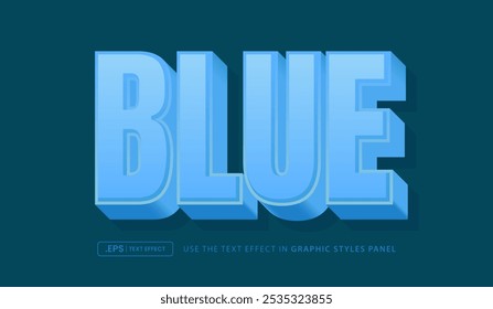 Efeito de texto azul, estilo de fonte editável