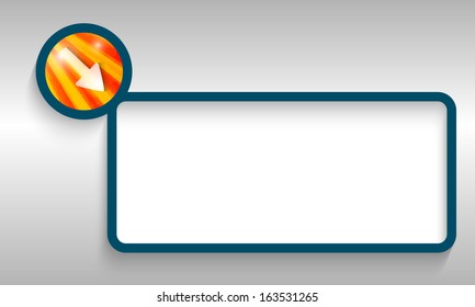 blue text frame with arrow