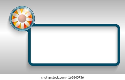 blue text frame with flower