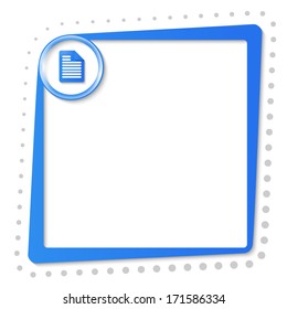 blue text frame with note icon and gray dots