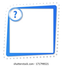 blue text frame with question mark and gray dots