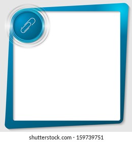 blue text frame and transparent circles with a paper clip