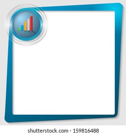 blue text frame and transparent circles with a graph