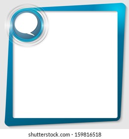 blue text frame and transparent circles with a speech bubble