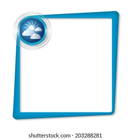 blue text frame and transparent circles with cloud and sun
