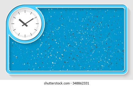 Blue text frame and white circle box with watches