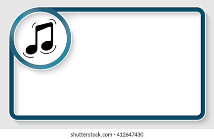 Blue text frame and white circle box with music symbol