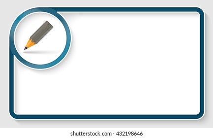 Blue text frame and white circle box and pencil