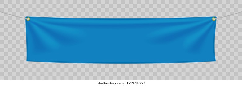 Blue textile banner with folds