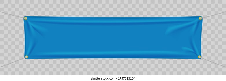 Blue textile banner with folds