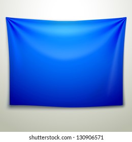 Blue textile banner. Vector illustration