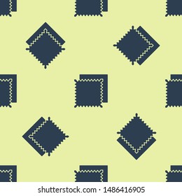 Blue Textile fabric roll icon isolated seamless pattern on white background. Roll, mat, rug, cloth, carpet or paper roll icon.  Vector Illustration