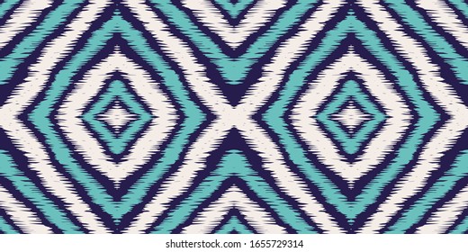 Patrón transparente del vector azul textil Shibori. Antecedentes abstractos de Chevron en Indonesia. Antecedentes indios dibujados. Patrón sin problemas del vector japonés de índigo ikat