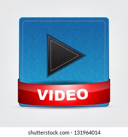 Blue Textile Video icon with a red bow.