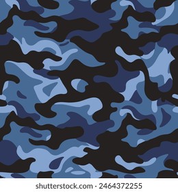 
Blue texture camouflage vector illustration modern fashionable print pattern