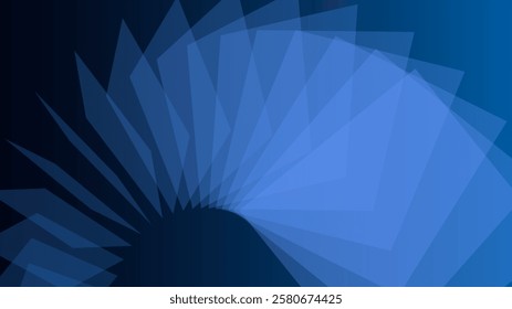 A blue texture consisting of polygons flying apart in an arc.