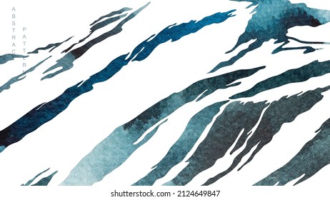 Blue texture with Japanese wave pattern in vintage style. Abstract art banner design with watercolor texture vector.
