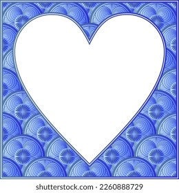 Blue textured abstract border for Valentine's Day greeting cards